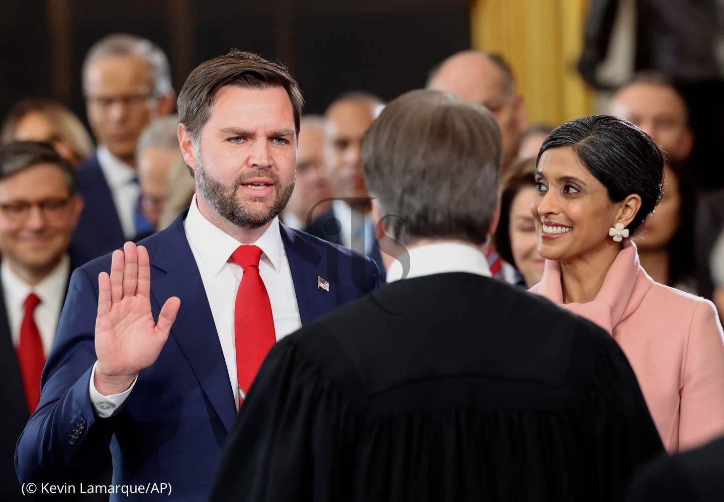 Il vicepresidente americano J. D. Vance (Kevin Lamarque/Pool Photo via AP)